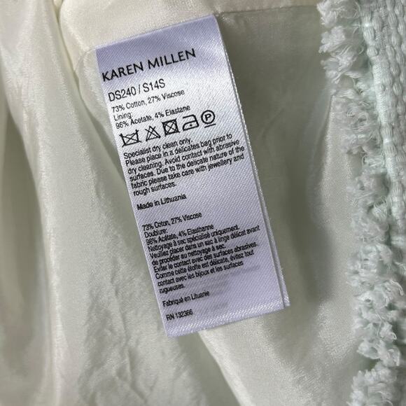 Karen Millen Women's Light Mint Green Boucle Shift Work Dress Size 6 - Picture 8 of 9